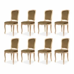 Casa Padrino Luxus Barock Esszimmer Stuhl 8er Set Olivgrün / Beige H. 100 cm - Barock Esszimmer Möbel