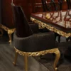 Casa Padrino Luxus Barock Esszimmer Stuhl mit Armlehnen Grau / Dunkelbraun / Gold H. 116 cm - Barock Möbel