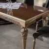 Casa Padrino Luxus Barock Esstisch Braun / Silber / Kupfer / Gold 202 x 102 x H. 79 cm - Massivholz Küchentisch - Esszimmertisch - Esszimmer Möbel im Barockstil