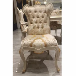 Casa Padrino Luxus Barock Esszimmer Stuhl Gold / Weiß / Grau / Gold H. 110 cm - Barock Esszimmer Möbel