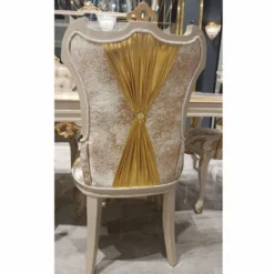 Casa Padrino Luxus Barock Esszimmer Stuhl Gold / Weiß / Grau / Gold H. 110 cm - Barock Esszimmer Möbel