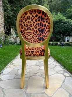 Casa Padrino Luxus Barock Esszimmer Stuhl Leopard / Gold - Handgefertigter Barockstil Stuhl mit edlem Kunstfell - Esszimmer Möbel im Barockstil - Barock Möbel - Barock Einrichtung