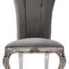 Casa Padrino Luxus Barock Esszimmer Stuhl 4er Set Grau / Silber - Prunkvolle Barockstil Küchen Stühle - Luxus Esszimmer Möbel im Barockstil - Barock Esszimmer Möbel - Barockstil Möbel