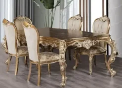 Casa Padrino Luxus Barock Esstisch Antik Gold - Handgefertigter Massivholz Esszimmertisch im Barockstil - Prunkvolle Barock Esszimmer Möbel