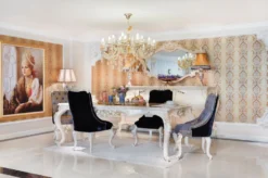 Casa Padrino Luxus Barock Esszimmerstuhl Set - 6 Küchen Stühle im Barockstil - Barock Esszimmer Möbel