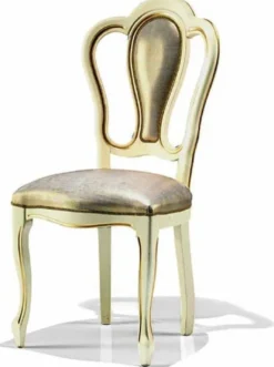 Casa Padrino Luxus Barock Esszimmer Stuhl Silber / Elfenbein / Gold - Made in Italy