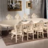 Casa Padrino Luxus Barock Esszimmer Set Elfenbein / Mehrfarbig / Gold - 1 Esstisch 350 cm & 10 Esszimmer Stühle - Barock Möbel