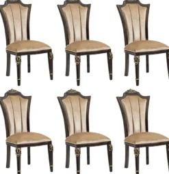 Casa Padrino Luxus Barock Esszimmer Stuhl 6er Set Hellbraun - Barock Möbel