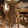 Casa Padrino Luxus Barock Esszimmer Set Braun / Antik Gold - 1 Esstisch & 8 Esszimmerstühle - Esszimmer Möbel im Barockstil - Edel & Prunkvoll
