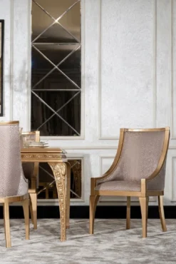 Casa Padrino Luxus Barock Esszimmer Set Grau / Gold - 1 Barock Esstisch & 6 Barock Esszimmerstühle - Luxus Esszimmer Möbel im Barockstil - Prunkvolle Barock Esszimmer Möbel