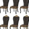 Casa Padrino Luxus Barock Esszimmerstuhl Set Schwarz / Gold 54 x 50 x H. 117 cm - Küchen Stühle 6er Set - Barock Esszimmer Möbel - Edel & Prunkvoll