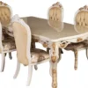 Casa Padrino Luxus Barock Esstisch Weiß / Gold - Handgefertigter Massivholz Esszimmertisch im Barockstil - Prunkvolle Barock Esszimmer Möbel