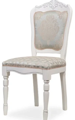 Casa Padrino Luxus Barock Esszimmer Stuhl Silber / Beige / Weiß H. 104 cm - Barock Esszimmer Möbel