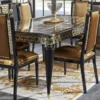 Casa Padrino Luxus Barock Esstisch Gold / Schwarz - Handgefertigter Massivholz Esszimmertisch - Barock Esszimmer Möbel - Edel & Prunkvoll
