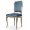 Casa Padrino Luxus Barock Esszimmer Stuhl Blau / Silber H. 100 cm