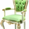 Casa Padrino Luxus Barock Esszimmer Stuhl mit Armlehnen Grün / Weiß / Gold - Made in Italy