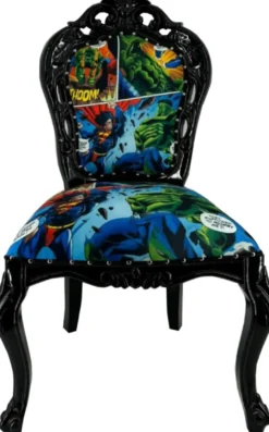 Casa Padrino Luxus Barock Esszimmer Stuhl mit Comic Design Bunt / Schwarz - Barock Essimmer Möbel