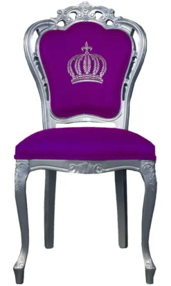 Casa Padrino Luxus Barock Esszimmerstuhl Pompöös von Harald Glööckler Lila / Silber 48 x 54 x 105 cm