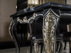 Casa Padrino Luxus Barock Esstisch Schwarz / Gold - Massivholz Esszimmertisch - Barock Esszimmer Möbel - Edel & Prunkvoll