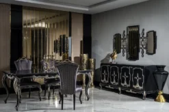 Casa Padrino Luxus Barock Esstisch Schwarz / Gold - Massivholz Esszimmertisch - Barock Esszimmer Möbel - Edel & Prunkvoll