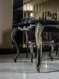 Casa Padrino Luxus Barock Esstisch Schwarz / Gold - Massivholz Esszimmertisch - Barock Esszimmer Möbel - Edel & Prunkvoll