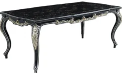 Casa Padrino Luxus Barock Esstisch Schwarz / Gold - Massivholz Esszimmertisch - Barock Esszimmer Möbel - Edel & Prunkvoll