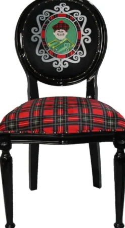 Casa Padrino Luxus Barock Esszimmer Set Schottland Mann Mehrfarbig / Schwarz 48 x 50 x H. 98 cm - 6 handgefertigte Esszimmerstühle - Barock Esszimmermöbel