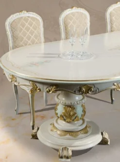 Casa Padrino Luxus Barock Esstisch Weiß / Creme / Mehrfarbig / Gold 700 cm - Riesiger Massivholz Esszimmertisch im Barockstil - Barock Esszimmer & Hotel Möbel - Luxus Qualität - Made in Italy