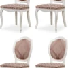 Casa Padrino Luxus Barock Esszimmer Stuhl 4er Set Lila / Beige / Weiß - Barockstil Küchen Stühle - Prunkvolle Luxus Esszimmer Möbel im Barockstil - Edel & Prunkvoll