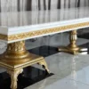 Casa Padrino Luxus Barock Esstisch Creme / Weiß / Gold 700 cm - Riesiger Massivholz Esszimmertisch - Esszimmer Möbel im Barockstil - Barock Möbel - Barock Einrichtung - Edel & Prunkvoll