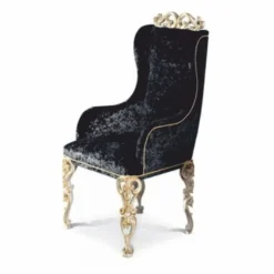 Casa Padrino Luxus Barock Esszimmer Stuhl mit Armlehnen Schwarz / Elfenbein / Gold - Made in Italy