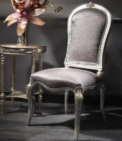 Casa Padrino Luxus Barock Esszimmer Stuhl Silber / Gold H. 102 cm - Barock Esszimmer Möbel