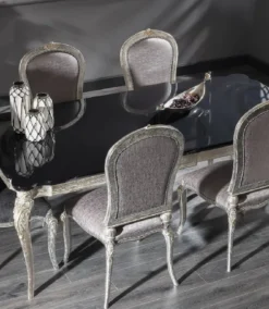 Casa Padrino Luxus Barock Esszimmer Stuhl Silber / Gold H. 102 cm - Barock Esszimmer Möbel