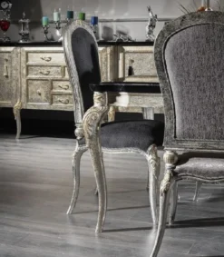 Casa Padrino Luxus Barock Esszimmer Stuhl Silber / Gold H. 102 cm - Barock Esszimmer Möbel