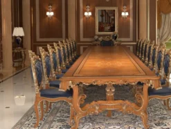 Casa Padrino Luxus Barock Esszimmer Set Weiß / Grün / Gold - 1 Barock Esstisch & 6 Barock Esszimmerstühle - Barock Esszimmer Möbel - Luxus Möbel im Barockstil - Edel & Prunkvoll - Luxus Qualität