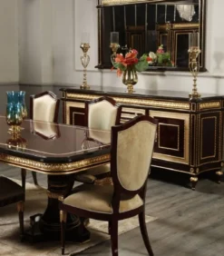 Casa Padrino Luxus Barock Esszimmer Stuhl Gold / Dunkelbraun / Gold - Luxus Esszimmer Möbel im Barockstil - Prunkvolle Barock Möbel - Barock Interior