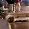 Casa Padrino Luxus Barock Esstisch Beige / Weiß / Gold - Prunkvoller Massivholz Esszimmertisch im Barockstil - Barock Esszimmer Möbel