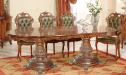 Casa Padrino Luxus Barock Esszimmer Set Grün / Braun - 1 Ovaler Barock Esstisch & 8 Barock Esszimmerstühle - Luxus Esszimmer Möbel im Barockstil - Barock Möbel - Luxus Qualität - Made in Italy
