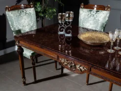 Casa Padrino Luxus Barock Esstisch Braun 194 x 94 x H. 77 cm - Massivholz Esszimmertisch - Küchentisch - Esszimmer Möbel im Barockstil