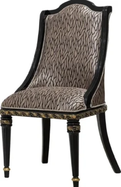 Casa Padrino Luxus Barock Esszimmer Stuhl 8er Set Silber Muster / Schwarz / Gold - Prunkvolle Barockstil Küchen Stühle - Luxus Barockstil Esszimmer Möbel - Barock Esszimmer Möbel - Barockstil Möbel
