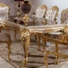 Casa Padrino Luxus Barock Esszimmer Set Weiß / Silber / Braun / Gold - 1 Barock Esstisch & 6 Barock Esszimmerstühle - Barock Esszimmer Möbel - Edel & Prunkvoll