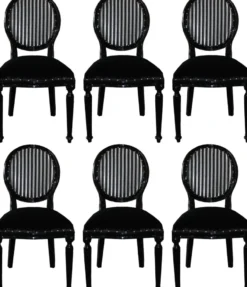 Casa Padrino Luxus Barock Esszimmer Set Medaillon Schwarz / Silber 50 x 52 x H. 99 cm - 6 handgefertigte Esszimmerstühle - Barock Esszimmermöbel
