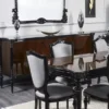 Casa Padrino Luxus Barock Esszimmer Set Silbergrau / Schwarz - 1 Barock Esstisch & 6 Barock Esszimmerstühle