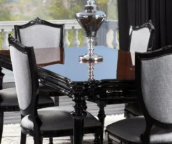 Casa Padrino Luxus Barock Esszimmer Set Silbergrau / Schwarz - 1 Barock Esstisch & 6 Barock Esszimmerstühle