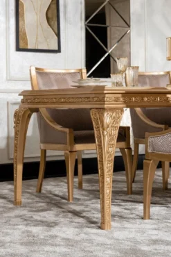 Casa Padrino Luxus Barock Esstisch Gold - Rechteckiger Barockstil Küchentisch - Luxus Esszimmer Möbel im Barockstil - Barock Esszimmer Möbel - Barock Einrichtung