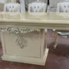 Casa Padrino Luxus Barock Esszimmer Set Silber / Beige / Weiß - 1 Barock Esstisch & 6 Barock Esszimmerstühle - Luxus Esszimmer Möbel im Barockstil - Prunkvolle Barock Esszimmer Möbel