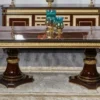 Casa Padrino Luxus Barock Esstisch Dunkelbraun / Gold - Handgefertigter Massivholz Esszimmertisch - Luxus Esszimmer Möbel im Barockstil - Barock Möbel - Barock Einrichtung