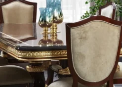 Casa Padrino Luxus Barock Esstisch Dunkelbraun / Gold - Handgefertigter Massivholz Esszimmertisch - Luxus Esszimmer Möbel im Barockstil - Barock Möbel - Barock Einrichtung