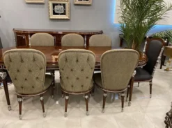 Casa Padrino Luxus Barock Esszimmer Stuhl Set Grau / Braun / Silber 52 x 55 x H. 100 cm - Barock Küchen Stühle 6er Set - Esszimmer Möbel im Barockstil
