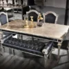 Casa Padrino Luxus Barock Esszimmer Stuhl Set Schwarz / Antik Silber 55 x 58 x H. 115 cm - Edles Küchen Stühle 6er Set - Esszimmer Möbel im Barockstil